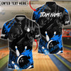 BlueJose Bowling & Pins Leopard Fireball Strike Power Art Customized Name, Team Name 3D Shirt (4 Colors)