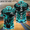BlueJose Bowling & Pins Dark Flame Bowling Strike Style Customized Name, Team Name 3D Shirt (4 Colors)
