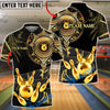BlueJose Bowling & Pins Royal Gold Mandala Crown Customized Name, Team Name 3D Shirt (6 Colors)