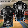 BlueJose Bowling & Pins Golden Crown King Luxury Style Customized Name, Team Name 3D Shirt (6 Colors)