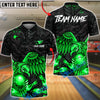 BlueJose Bowling & Pins Golden Eagle Strike Art Customized Name, Team Name 3D Shirt (6 Colors)