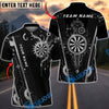 BlueJose Darts Futuristic Tech Circuit Neon Target Cool Gamer Style Personalized Name, Team Name Unisex Shirt (6 Colors)