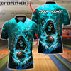 BlueJose Bowling & Pins Grim Reaper Fire Strike Dark Fantasy Style Customized Name, Team Name 3D Shirt (4 Colors)