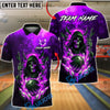 BlueJose Bowling & Pins Grim Reaper Fire Strike Dark Fantasy Style Customized Name, Team Name 3D Shirt (4 Colors)