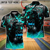 BlueJose Bowling & Pins Black Gold Flame Splash League Style Customized Name, Team Name 3D Shirt (6 Colors)