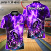 BlueJose Bowling & Pins Grim Reaper Lightning Skull Power Style Customized Name, Team Name 3D Shirt (4 Colors)