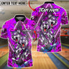 BlueJose Bowling & Pins Triple Wolf Fire Strike Neon Fantasy Style Customized Name, Team Name 3D Shirt (4 Colors)