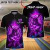 BlueJose Bowling & Pins Neon Demon Skull Cosmic Art  Customized Name, Team Name 3D Shirt (4 Colors)