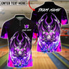 BlueJose Bowling & Pins Hellfire Demon Skull Flame Art Customized Name, Team Name 3D Shirt (4 Colors)