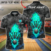 BlueJose Bowling & Pins Toxic Flame Dark Smoke Customized Name, Team Name 3D Shirt (4 Colors)