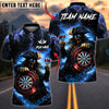 BlueJose Darts Pirate Skull Flame Dartboard Dark Fantasy Cool Graphic Personalized Name, Team Name Unisex Shirt (4 Colors)