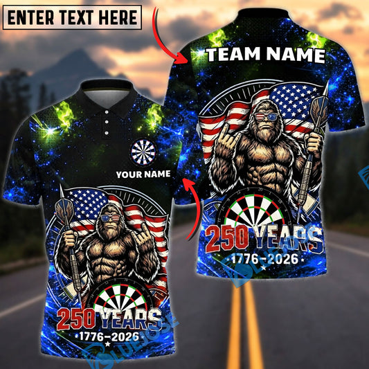 BlueJose Darts Patriotic USA Gorilla 250 Years 1776 2026 Dartboard Target Personalized Name, Team Name Unisex Shirt (4 Colors)