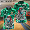BlueJose Bowling & Pins American Patriot Skeleton Cigar Art Customized Name, Team Name 3D Shirt (4 Colors)