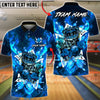 BlueJose Bowling & Pins Royal Flame Skull King Card Art Customized Name, Team Name 3D Shirt (4 Colors)