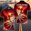BlueJose Darts Dartboard Flaming Phoenix Style Personalized Name, Team Name Unisex Shirt (4 Colors)