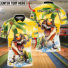 BlueJose Bowling & Pins Summer T-Rex Beach Vibes Customized Name, Team Name 3D Shirt (4 Colors)
