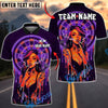 BlueJose Darts Neon Graffiti Girl Retro Vaporwave Personalized Name, Team Name Unisex Shirt (4 Colors)