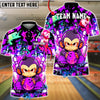 BlueJose Bowling & Pins Graffiti Monkey Fire Ball Street Art Customized Name, Team Name 3D Shirt (4 Colors)