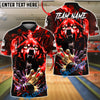 BlueJose Bowling & Pins Neon Wolf Power Strike Customized Name, Team Name 3D Shirt (4 Colors)
