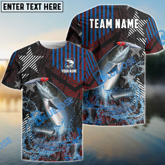 Bluejose Salmon Fishing Rising Star Custom Name & Team Name 3D Shirts