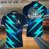 BlueJose Bowling And Pins Lightning Volt Customized Name 3D Shirt ( 6 Colors)