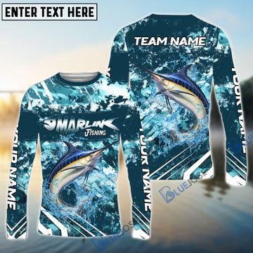Bluejose Marlin Fishing Splash Pro Design Name & Team Name 3D Shirts