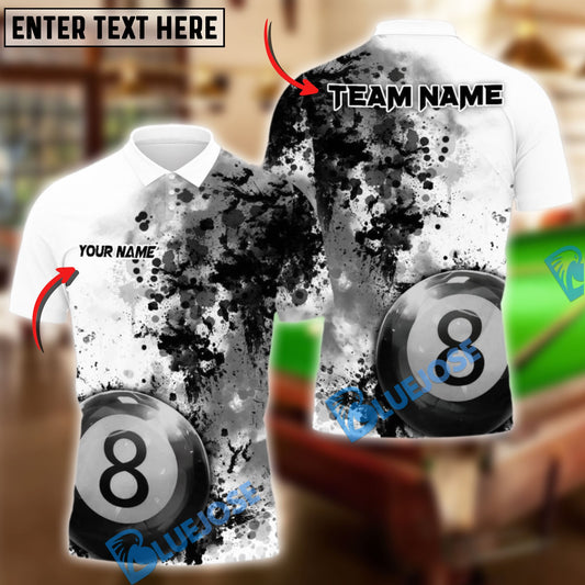 BlueJose Billiards Ball 8 Paintful Personalized Name Shirt (4 Colors)
