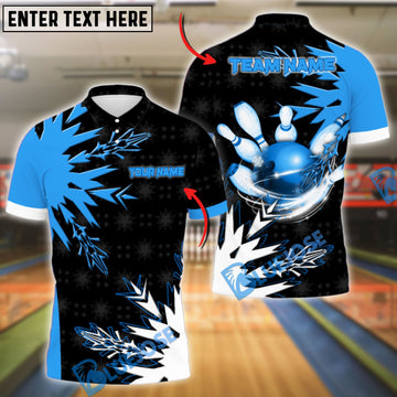 BlueJose Bowling And Pins Rolling Impact Customized Name, Team Name 3D Shirt (4 Colors)