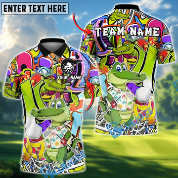 BlueJose Golf Crocodile Cartoon Custom Name & Team Name 3D Shirts