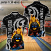 BlueJose Bowling And Pins King Pins Flame Premium Customized Name, Team Name 3D Shirt (4 Colors)
