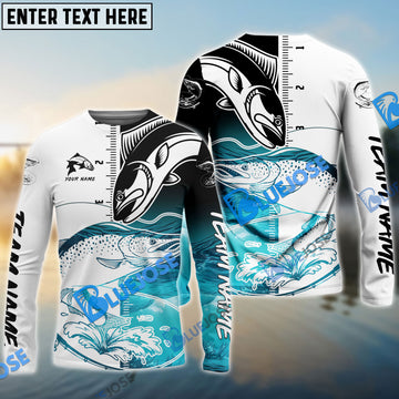 Bluejose Salmon Fishing White Blue Water Custom Name & Team Name 3D Shirts