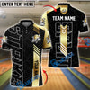BlueJose Bowling Modern Gold Vector Style Customized Name, Team Name 3D Shirt (4 Colors)