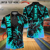 BlueJose Bowling And Pins Black Basic Flaming Design Customized Name 3D Shirt (6 Colors)