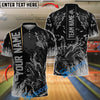 BlueJose Bowling And Pins Black Basic Flaming Design Customized Name 3D Shirt (6 Colors)