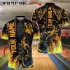 BlueJose Bowling And Pins Black Basic Flaming Design Customized Name 3D Shirt (6 Colors)