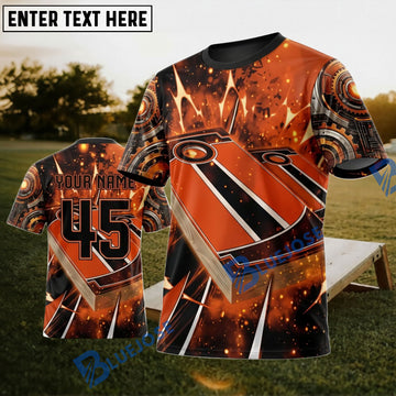 BlueJose Cornhole Fiery Orange Board Personalized Name 3D Unisex Shirt
