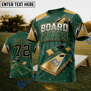 BlueJose Cornhole Board Kings Green Board Personalized Name 3D Unisex Shirt
