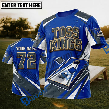BlueJose Cornhole Toss Kings Silver Board Personalized Name 3D Unisex Shirt