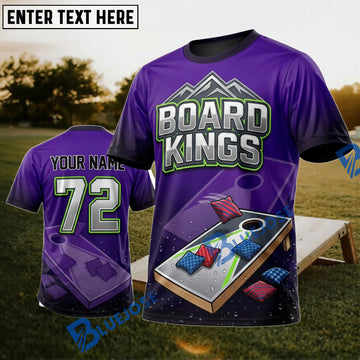 BlueJose Cornhole Board Kings Purple Board Personalized Name 3D Unisex Shirt
