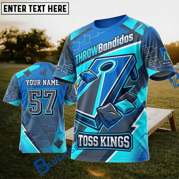 BlueJose Cornhole Toss Bandidos Blue Board Personalized Name 3D Unisex Shirt