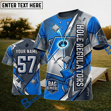 BlueJose Cornhole Hole Regulators Blue Personalized Name 3D Unisex Shirt