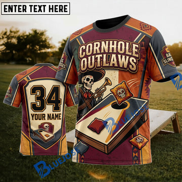 BlueJose Cornhole Outlaws Western Board Personalized Name 3D Unisex Shirt