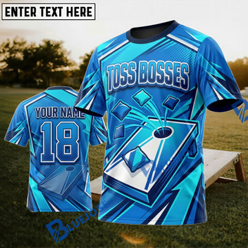 BlueJose Cornhole Toss Bosses Blue Board Personalized Name 3D Unisex Shirt
