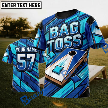 BlueJose Cornhole Bag Toss Blue Board Personalized Name 3D Unisex Shirt
