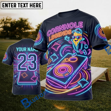 BlueJose Cornhole Neon Corn Legends Personalized Name 3D Unisex Shirt
