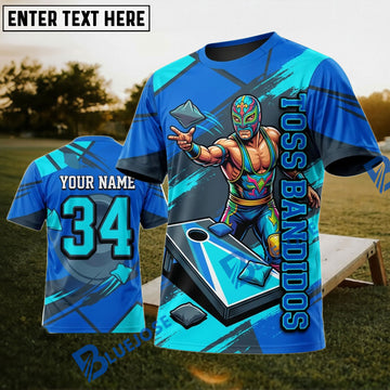 BlueJose Cornhole Toss Bandidos Blue Personalized Name 3D Unisex Shirt