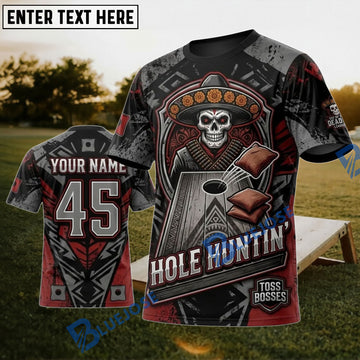 BlueJose Cornhole Hole Huntin Western Skull Personalized Name 3D Unisex Shirt