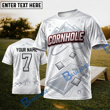 BlueJose Cornhole Minimal White Board Personalized Name 3D Unisex Shirt