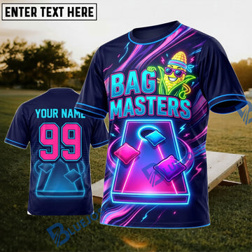 BlueJose Cornhole Neon Bag Masters Personalized Name 3D Unisex Shirt