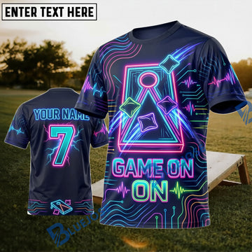 BlueJose Cornhole Neon Game On Personalized Name 3D Unisex Shirt